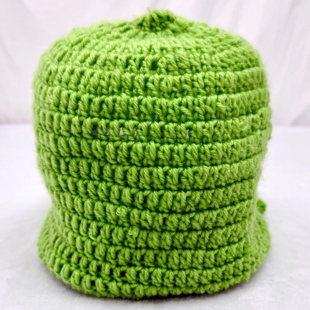 Handmade Knit Cthulhu Mask/Hat Green w/Tentacles & Eye Holes